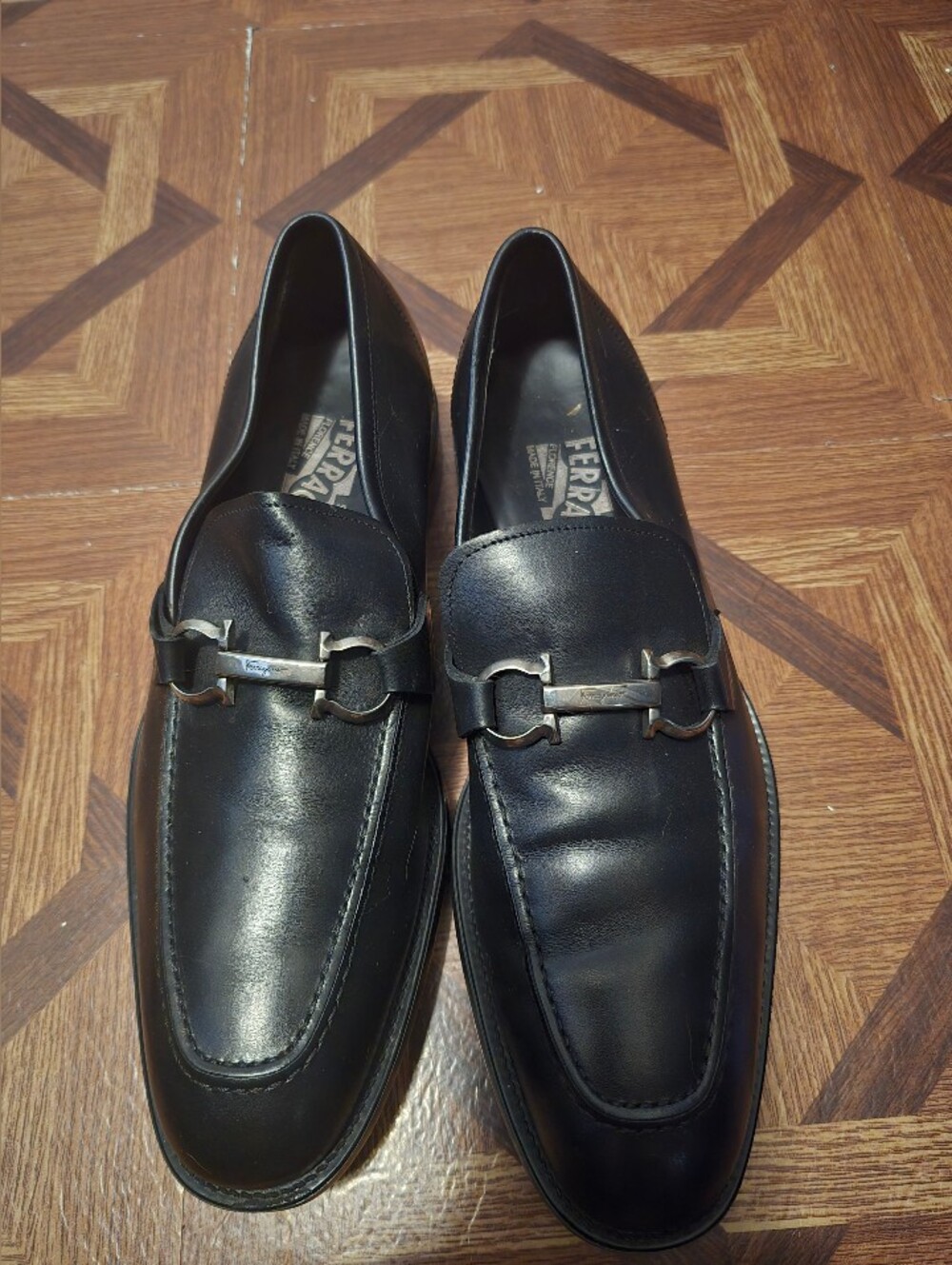 Salvatore Ferragamo Black Leather Horsebit Loafers